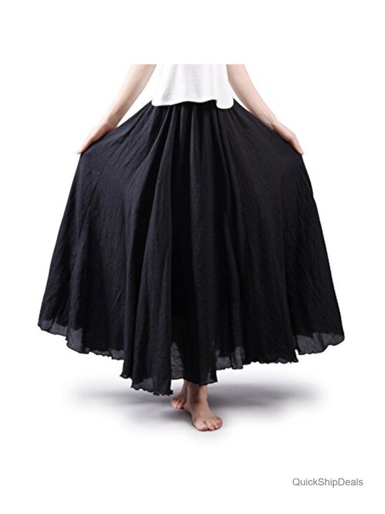 Dresses & Skirts - Cotton Linen Boho A-Line Maxi Skirt Long Flowy Cottagecore
